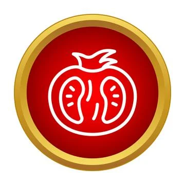 Tomato half in red circle vector icon Stock Illustration