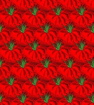Tomato hand drawing pattern seamless. vegetable sketch background. Vector tex Illustrazione stock