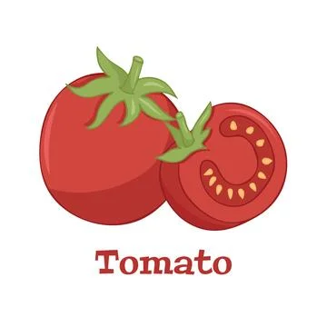 Tomato icon in flat style. Isolated object. Tomato logo. Vegetable from the farm Stock Illustration