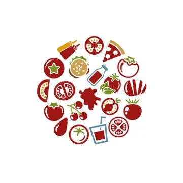 Tomato icons in circle Stock Illustration
