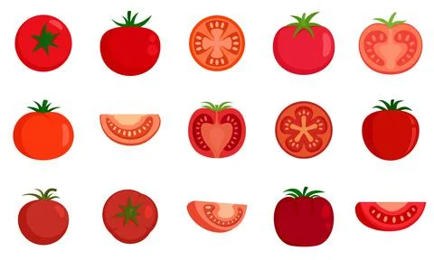 Tomato icons set flat vector isolated Illustrazione stock