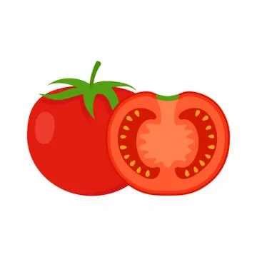Tomato isolated on white background - vector illustration. Flat design Illustrazione stock