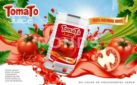 Tomato juice ads Stock Illustration