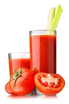 Tomato juice with celery Stock Photos