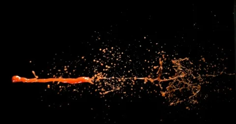 Tomato Juice Exploding and Splashing on Black Background, Slow Motion 4K Stock Footage 120041106