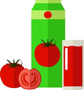 Tomato juice pack vector icon isolated on white Stock Illustration