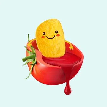 Tomato-ketchup-dip Stock Illustration