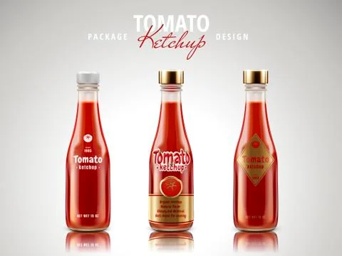Tomato ketchup package design Stock-Illustration