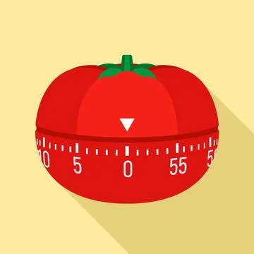 Tomato kitchen timer icon, flat style Stock Illustration