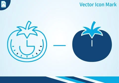Tomato kitchen timer icon set for cooking and pomodoro task. Ilustración de archivo