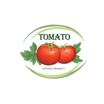 Tomato label. Vegetable logo. Retro sticker of naural product tomatoes. Stock Illustration
