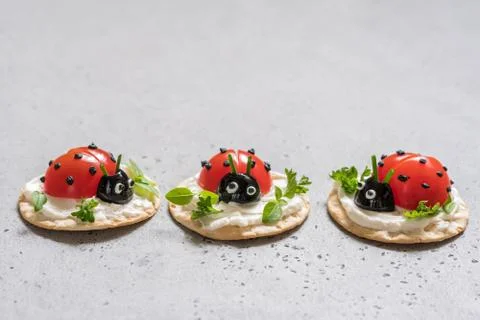Tomato Ladybird Appetizer Stock Photos