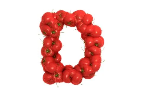 Tomato letter D on white background Ilustração Stock