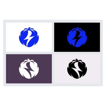 Tomato Lightning Bolt Logo Set Icon Design Illustrazione stock