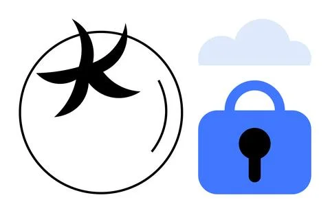 Tomato with Lock and Cloud for Security and Agriculture Technology Themes 库存插图