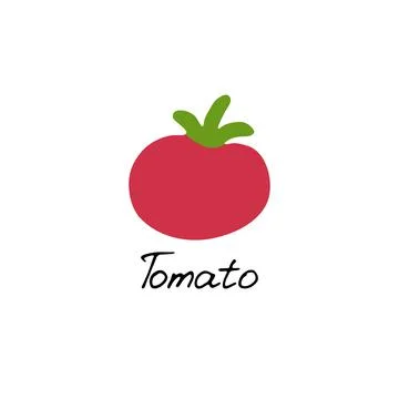 Tomato logo. Hand drawn vegetable icon for print and web. Hand written Stock Illustration