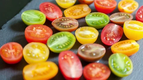 Tomato Mix Cut Focus Stock Footage 98499294