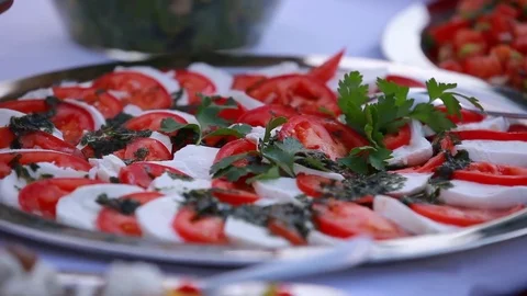 Tomato mozarella salad Stock Footage 75005333