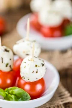 Tomato Mozzarella Salad with Basil Stock Photos