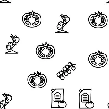 Tomato Natural Bio Ingredient Vector Seamless Pattern Illustrazione stock