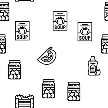 Tomato Natural Bio Ingredient Vector Seamless Pattern イラスト素材