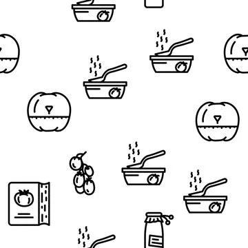 Tomato Natural Bio Ingredient Vector Seamless Pattern Illustrazione stock