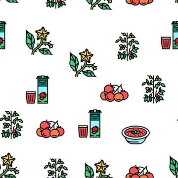 Tomato Natural Vitamin Vegetable Vector Seamless Pattern Illustrazione stock