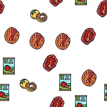Tomato Natural Vitamin Vegetable Vector Seamless Pattern Illustrazione stock