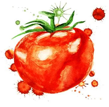 Tomato with paint blots Stock Illustration