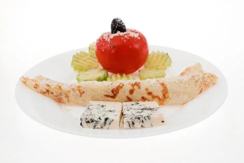 Tomato pancake cheese Stock Photos