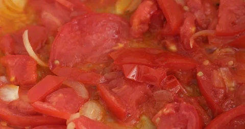 Tomato pasta sauce preparing - close-up Stock Footage 115534136