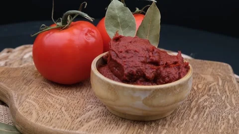 Tomato paste bowl Stock Footage 260162747