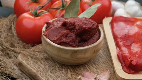 Tomato paste bowl Stock Footage 260162786