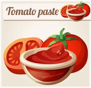 Tomato paste. Detailed Vector Icon Stock Illustration