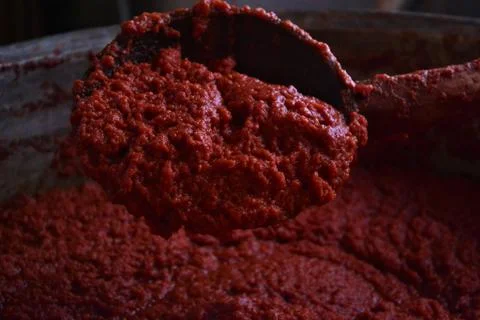 Tomato paste made from tomato Stock Photos