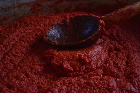 Tomato paste made from tomato Stock Photos