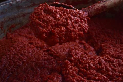 Tomato paste made from tomato Stock Photos