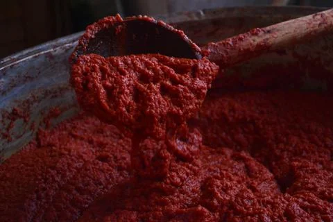 Tomato paste made from tomato Stock Photos