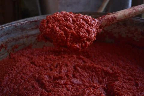 Tomato paste made from tomato Stock Photos
