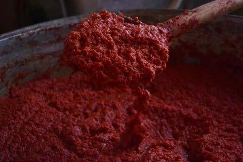 Tomato paste made from tomato Stock Photos