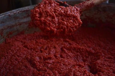 Tomato paste made from tomato Stock Photos