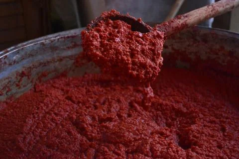 Tomato paste made from tomato Stock Photos