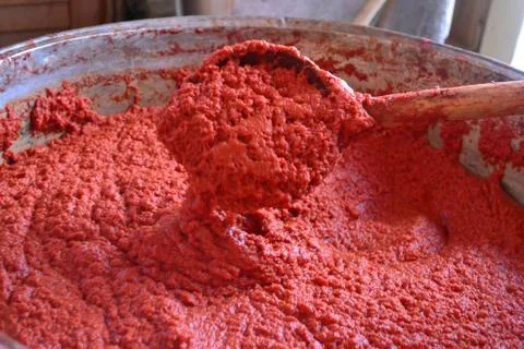 Tomato paste made from tomato Stock Photos