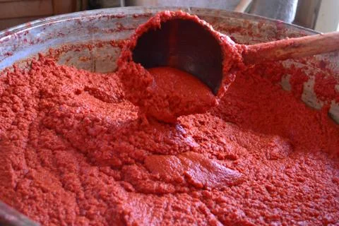 Tomato paste made from tomato Stock Photos