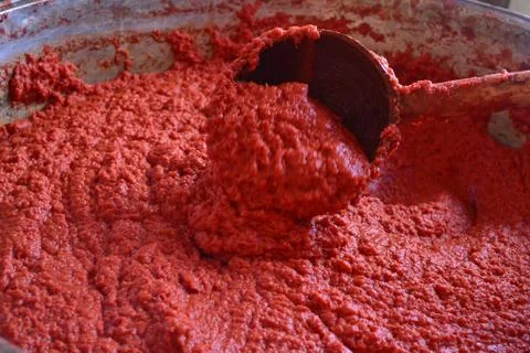 Tomato paste made from tomato Stock Photos