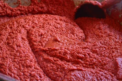 Tomato paste made from tomato Stock Photos