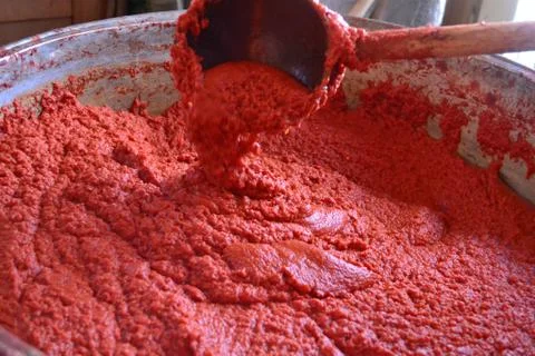 Tomato paste made from tomato Stock Photos
