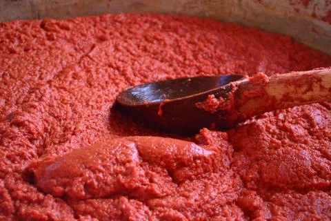 Tomato paste made from tomato Stock Photos