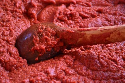 Tomato paste made from tomato Stock Photos
