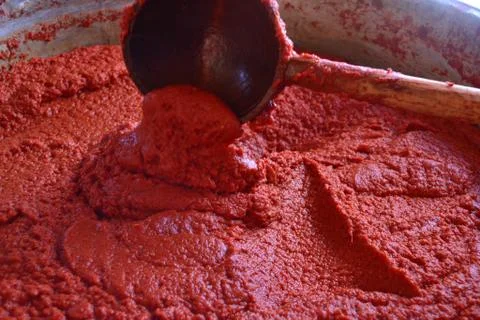 Tomato paste made from tomato Stock Photos